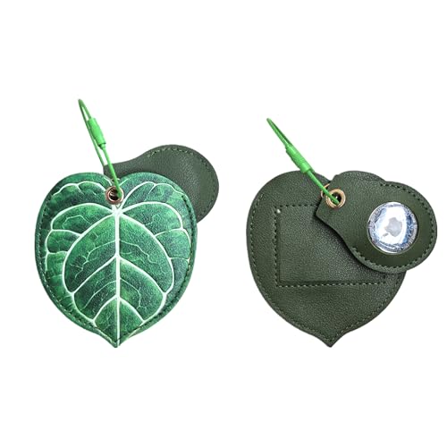 PU Leather Luggage Tag with Airtag Holder Case Set and Name ID Label - color: Leaves
