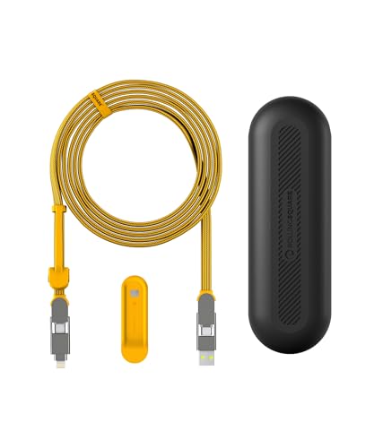 Rolling Square InCharge XL 300cm - USB C Charger Cable, Lightning Cable for Smartphone, Universal Cable Charger 6 in 1, USB Plug, Yellow, 100W - color: Yellow