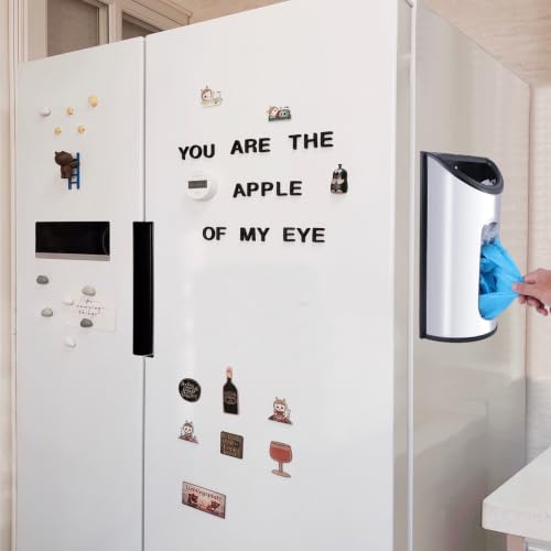 Magnetic Wall Mounted Trash Bag Holder, Grocery Bag Holder Stainless Steel Kitchen Trash Bag Organizer Anti-Fingerprints Magnet and Scraw for Kitchen Garage Barn Storage Room