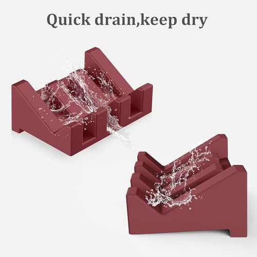 Silicone Soap Dish,1PCS Self Draining Bar Soap Holder,Brown Red | Self draining silicone soap dish with drainage,waterfall design keeps bar soap dry,extended soap holder for shower,bathroom - color: Brown Red
