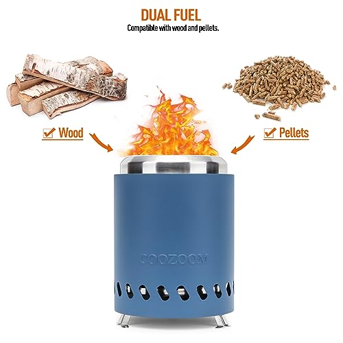 Portable Table Top Fire Pit with Stand, 5.5" Stainless Steel Mini Outdoor Low Smoke Burning Tabletop Firepit Fueled by Pellets or Wood, for Outside Camping Blue - color: Navy Blue, size: 5.5 Inch