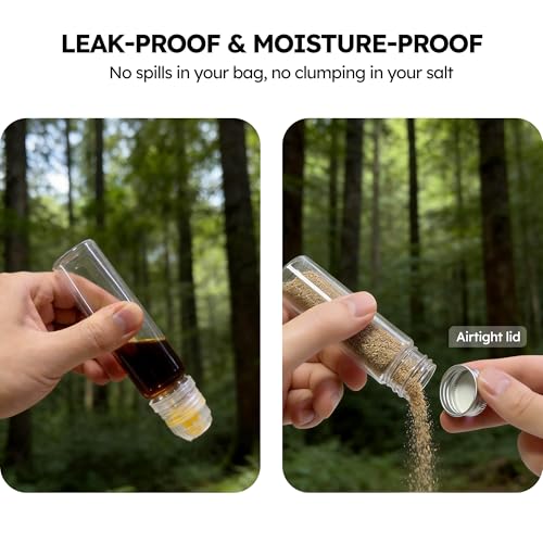 Portable Travel Camping Spice Kit, 12 Jars with EVA Bag, Funnel & Brush