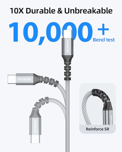 USB C Cable, 3FT 3 Pack, USB C to USB C Cable Fast Charging 65W Cord - color: Grey+White, size: 3FT