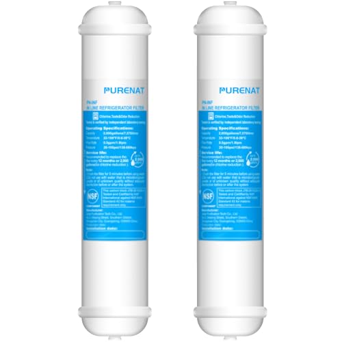 Inline Water Filter - 1/4"Push Connect for Refrigerator & Ice Maker(2 Pack) | NSF 42 Certified Filter,Reduces Chlorine,Bad Taste & Odor,for Refrigerator,Ice Maker,Post Carbon Filter on RO System - size: Replacement(2 pack)