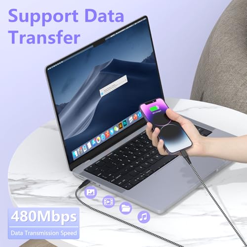 16FT/5M Extra Long USB C to Lightning Charger Cable for iPhone,Apple MFi Certified Charger Cord, Fast Charging Nylon Braided Sync Data Charge Cord for iPhone 14 Pro Max/14/13Pro/12/11/X/XS/XR/8/7/iPad - color: Brown