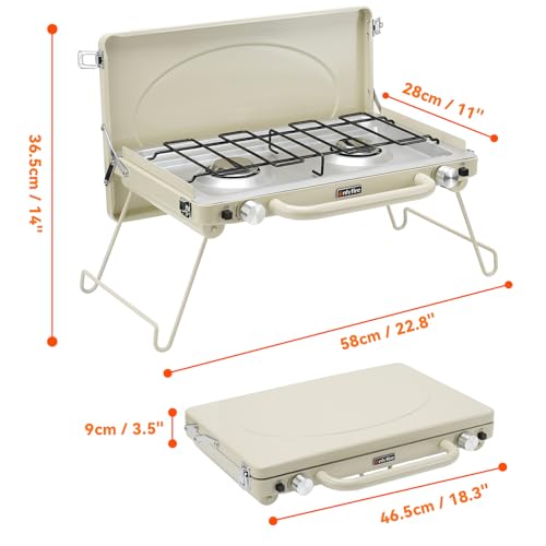 Portable Camping stove 2-Burner - color: Off-white