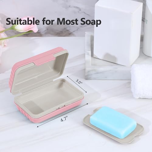 Quatish Leakproof Bar Soap Holder Dish with Lid for Shower, Portable 1 Pack Travel Soap Case Box for Gym, Camping, Hiking, Outdoor Use, Travel Size Toiletries Essentials, Keeps Soap Dry, Pink - color: Pink