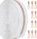 Sawoake 10 Yards Bulk Zipper(#5) Rose Gold Teeth with White Nylon Coil Zipper By The Yards,Can Replace 10PCS Sliders - color: Rose Gold-White-1