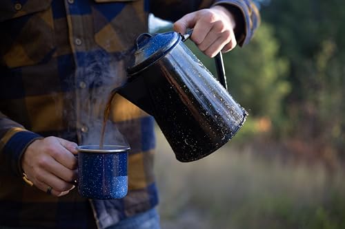 GSI Outdoors Enamel Coffee Pot to Store Hot Coffee, Tea for Camping & Farmhouse - 6 Cup - size: 6 cups