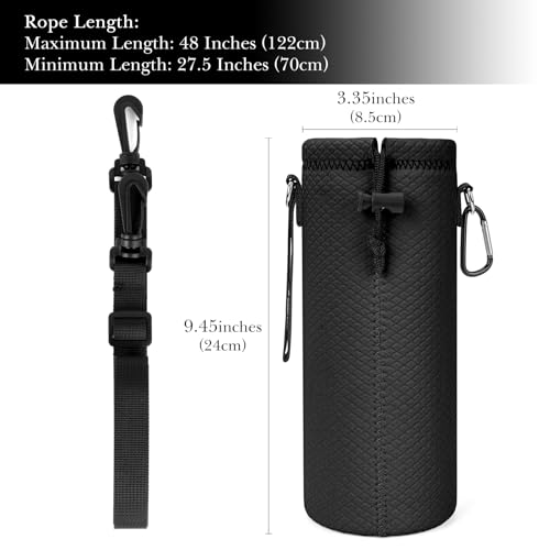 Linkidea Water Bottle Carrier with Shoulder Strap Compatible with Owala FreeSip Bottle 32oz/40oz, Neoprene Waterbottle Sling Bag Holder, Black