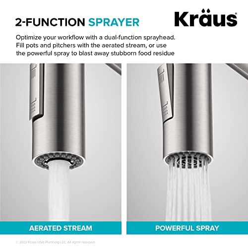 KRAUS Oletto Touchless Sensor Commercial Pull-Down Single Handle Kitchen Faucet with QuickDock Top Mount Assembly in Spot Free Antique Champagne Bronze, KSF-2631SFACB - color: Spot-Free Antique Champagne Bronze, style: Touchless Commercial Style