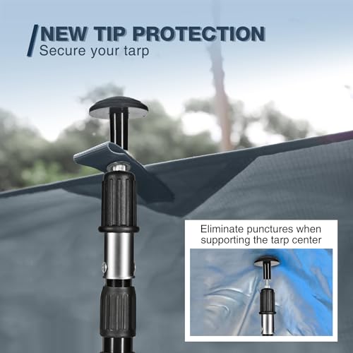 REDCAMP 2 Pack Aluminum Adjustable Camping Tarp Poles 90" Telescoping Poles | Set of 2 Heavy Duty Lightweight Waterproof Camping Telescoping Tent Pole Shelter Sun Shade Poles Canopy Rain Cover, 7.5ft - color: Black, size: 36-90in (Telescoping)