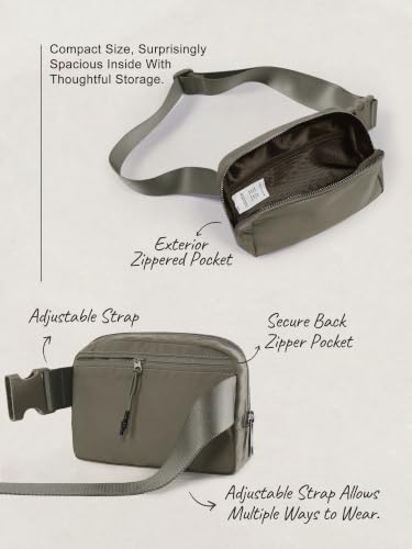 ODODOS Unisex Mini Belt Bag with Adjustable Strap Small Fanny Pack for Workout Running Traveling Hiking, Dark Umber - color: Dark Umber