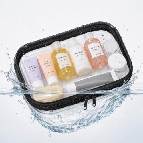 3 Pack Clear Hard Shell Zipper Case (1XL + 1L + 1M, Black) | Travel Toiletry Bag, Waterproof 1.2mm PET Hard Plastic Pouches, Organizer Box for Makeup, Toy, Snack, Stationery, Diaper - color: Black(XL+L+M)