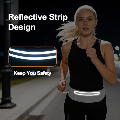 Slim Running Belt for Women Men,Phone Holder Waist Pack,Runners Fanny Pack - color: Light Gray