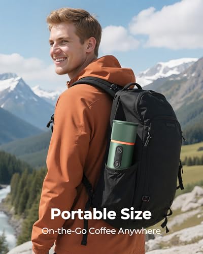 Portable Espresso Coffee Maker, Travel Coffee Maker for Camping, 20 Bar Self‑Heating Rechargeable with USB-C, with NS Capsule for Car/Travel/Camping - color: Green