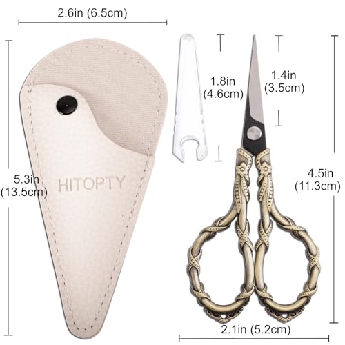 Small Sharp Sewing Scissors, Vintage Embroidery Scissors with Cover | Precision Pointed Tip, All Purpose for Detail Thread Cutting, DIY Craft, Needlework, Cross Stitch, Travel, Home, Office - color: Bronze
