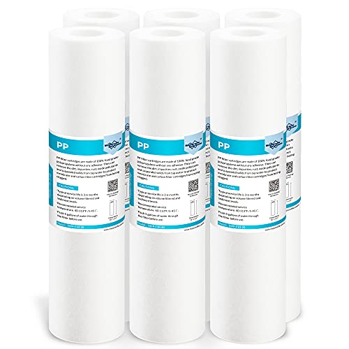 Membrane Solutions 20 Micron 10"x2.5" Polypropylene Sediment Water Filter | Whole House Pre-Filter Replacement Cartridge for Universal 10 inch System, Compatible with FXUSC, AP110, P5 - 6 PACK - style: 20 Micron