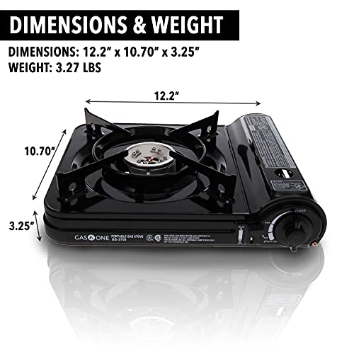GAS ONE NEW 10,000 BTU CSA List Portable Butane Gas Stove with Carrying Case CSA Listed , Black, 10.9" H x 3.6" W x 12.8" L - color: Black