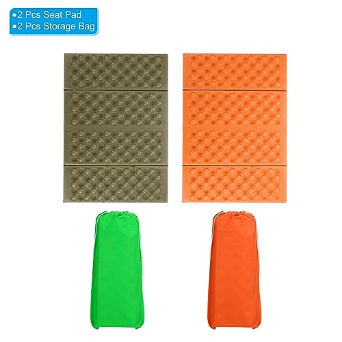 PATIKIL Foldable Hiking Seat Pad, XPE Cushion Sitting Pads Foam Mat Waterproof for Outdoor Camping Picnic Stadium - color: Orange,drak Green