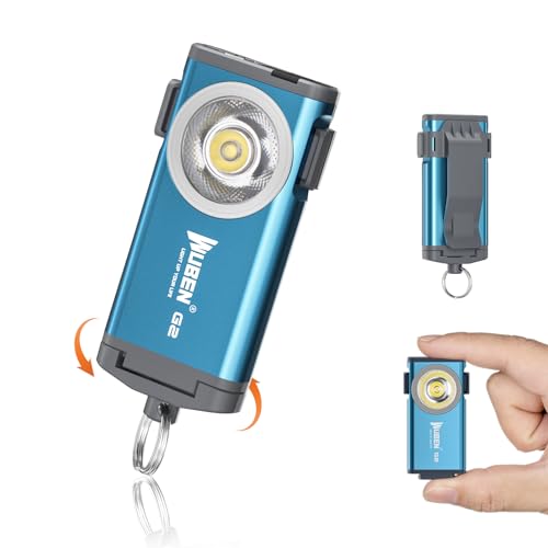WUBEN G2 LED Mini Flashlights, 500 Lumens Small EDC Flashlight Keychain, 5 Modes Rechargable Handheld Pocket Torch with High Lumens for Camping, Outdoor, Emergency, Everyday Flashlights(Blue) - color: Blue