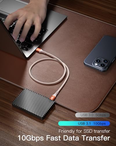 CONMDEX Android Auto USB Cable Short [2ft, 2Pack] 10Gbps, 3A Fast Charging - color: Orange, size: 2ft+2ft, style: 2Pack