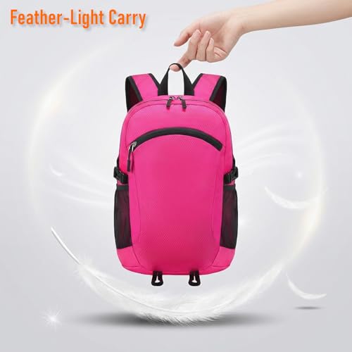 Lightweight Hiking Backpack 18L Packable Foldable Small Daypack Collapsible Travel Bag Water-Resistant for Women (Magenta) - color: Magenta, size: Small
