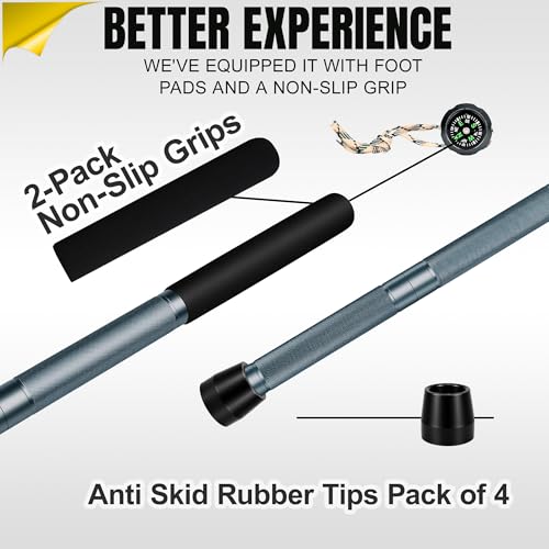 Survival Walking Stick with Camp Shovel, Heavy-Duty Hiking Staff Camping Kit - color: grayish green