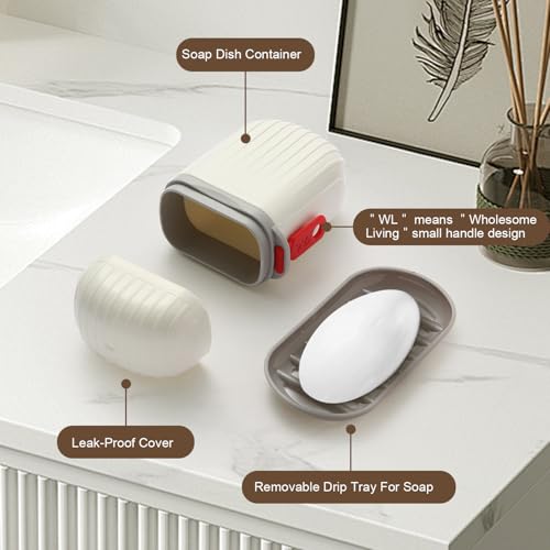 Leakproof & Waterproof Travel Soap Case with Lid - Portable Bar Soap Holder & Draining Container for Camping, Gym, Bathroom, Shower & Outdoor - Travel Essentials
