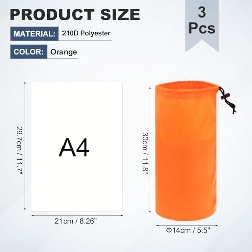 Drawstring Bag with Toggle Cinch Sack and Ditty Pouch Durable Ditty - color: Orange, size: 6x12inch