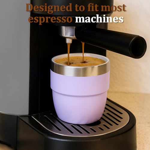 Zenbo 4 oz Espresso/Coffee Cups, Ceramic-Lined Double Wall Vacuum Insulated 18/8 Stainless Steel, Stackable & Dishwasher Safe, Space-Saving, Compatible with Most Espresso & Coffee Makers, 2 Pack - color: Sage Green