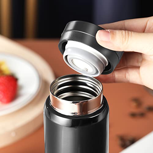 10oz Mini Water Bottle Stainless Steel Thermos Small Flask - Insulated Vacuum, Leak Proof, Keeps Drinks Hot/Cold - Ideal for Coffee, Tea, Water - Black - color: Black, size: 9.5 Ounces