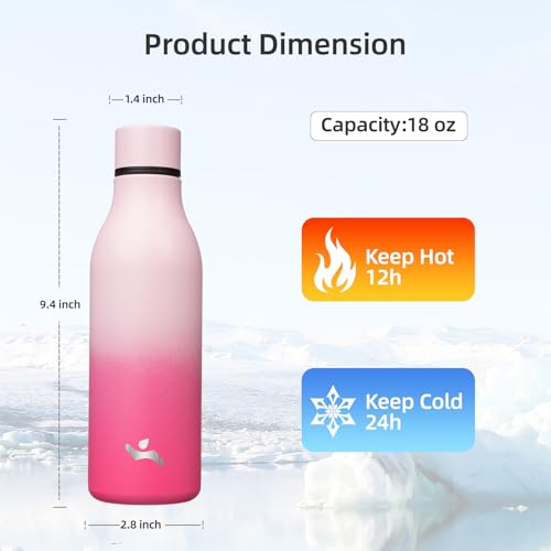 Konokyo 18 oz Insulated Stainless Steel Metal Water Bottle with Strap - color: Cherry, size: 18 Ounces