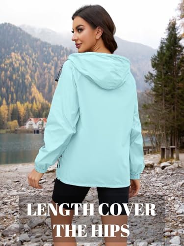 CRIPOM Packable Rain Jacket Women Waterproof Lightweight Jacket With Hood Womens Windbreaker Jacket S-XXL - color: Blue, size: XX-Large
