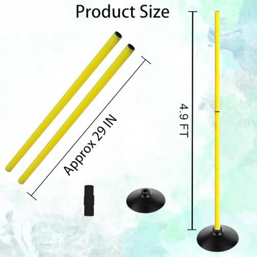 TNZMART 4.9FT Training Agility Poles Detachable Soccer Training Sticks Multi-Purpose Slalom Boundary Poles with Rubber Bases - style: Pack of 6
