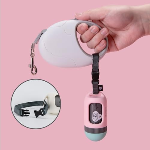 SVD.PET Dog Poop Bag Dispenser, Retractable Poop Bag Holder, Pink/Jade - color: Pink/Jade