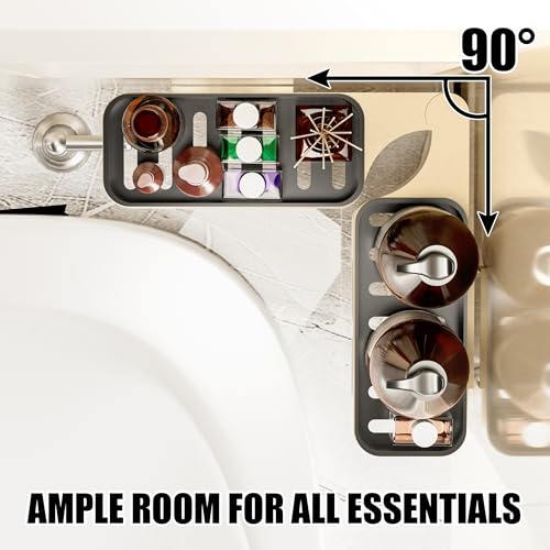 Adhesive Corner Shower Caddy Organizer 2 Pack with Adjustable Angles | No Drill Adhesive Shower Shelves, Durable & Rustproof, Bathroom Caddy for Storage, Wall Mount Soap & Shampoo Holder Plastic