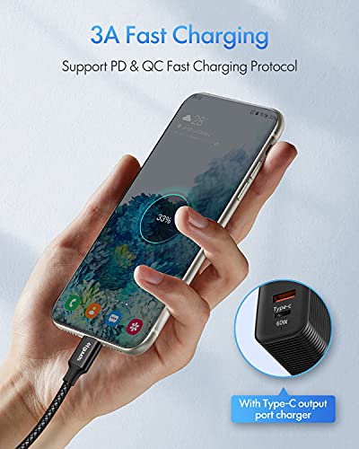 etguuds USB C to USB C Cable 3ft, 2-Pack 60W C to C Cable Fast Charging | for iPhone 17 16 15 Pro Max Plus Air, Samsung Galaxy S26 S25 S24 S23, USBC iPad MacBook Charger Cord Type C, Pixel, Black - color: Black, size: 3ft