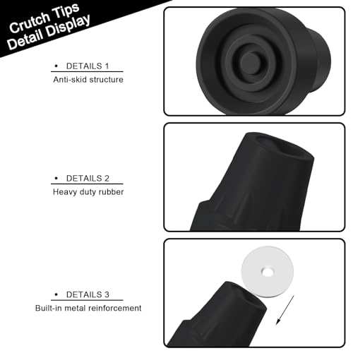 4 Pack Replacement Rubber Cane Tips 3/4 Inch Heavy Duty Rubber Crutch Tips Non Slip Walker Tips for Walkers Commodes Shower Chairs Canes Leg (Black) - color: Black