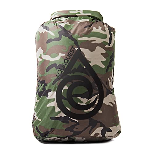 AquaQuest Rogue Dry Bag – 30L Woodland Camo – 100% Waterproof Roll Top – Tactical Gear Sack - color: Woodland Camo, size: 30 L