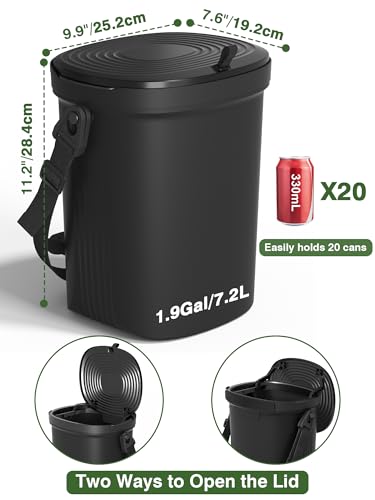 Garoopion Soft Silicone Car Trash Can 1.9 Gallon with Leakproof Design - color: Black