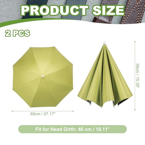 Umbrella Hat, Fishing Hat Hands Free Waterproof Adjustable Sun | Rain Cap Elastic Band Fit Camping - color: Green