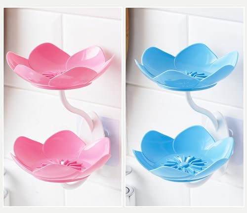 Soap Holder Shower,bar soap Holder,Adhesive Soap Dish for Bathroom Wall - color: D-pink+blue.