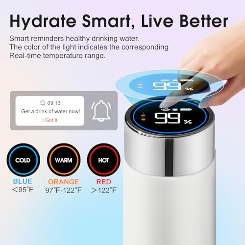 VSITOO S1 Lite 15oz Insulated Stainless Steel Self-Cleaning Water Bottle - color: White, size: 15 Ounces