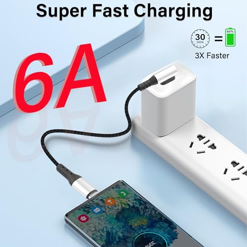 Short USB Type C Charging Cable USB A to C Cable 6A Fast Charging Cord 90 Degree Type C Charger Cable for Car Cell Phone Tablet and USB C Devices 9.8in (Right Angle A to C) - style: Right Angle A to C