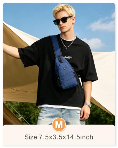 Pritent Crossbody Bags for Women Men Trendy Sling Bag Backpack Casual Chest Bag with Convertible Shoulder Strap - color: Blue, size: Medium