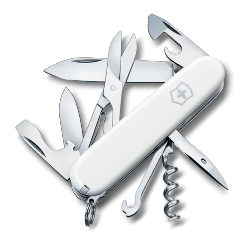 Victorinox Climber Swiss Army Knife, 14-Function Pocket Knife, White | Swiss-made pocket knife, durable construction, multifunction tool, camping and everyday use - color: White