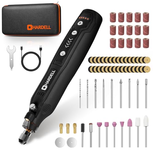 HARDELL Mini Cordless Rotary Tool Kit, 5-Speed for 3D Printer Sanding - color: Black
