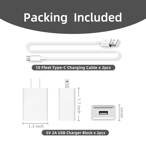 2 Pack 10FT USB C Camera Power Cable for Arlo Essential 2K, Alro Essential 2nd Generation, Blink Outdoor 4 4th Generation, Petcube Cam 360 Outdoor Security Camera Charger Charging Cord