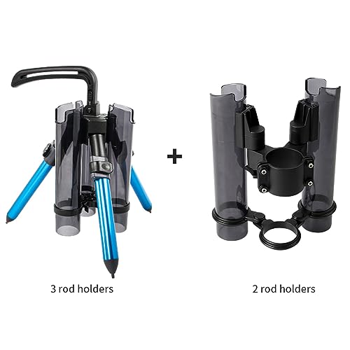 3-Tude Portable Fishing Rod Holder - Stand Holds Up to 3 Rods, Outdoor Fishing Gear Equipment Organizer - color: Accessories-add 2 tube